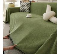 Chenille Housse de Canapé 1/2/3/4/5 Places Serviette de Canapé Anti-Poussière Chien Chat Dessus de Lit Couverture Protège canapé Chien Chat(Green,230x180cm)