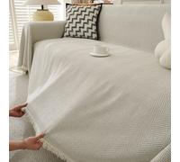 Chenille Housse de Canapé 1/2/3/4/5 Places Serviette de Canapé Anti-Poussière Chien Chat Dessus de Lit Couverture Protège canapé Chien Chat(Cream White,180x340cm)