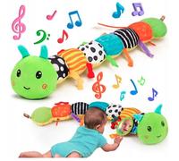 Chenille sensorielle en peluche pour bébés avec musique anti-stress et miroir.