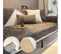 Chenille Sofa Covers, Simple Striped Chenille Anti-Scratch Couch Cover, Non Slip Sofa Covers for Dogs, Washable Furniture Protector Couch Cover for All Season (Dark Gray,110 * 180 cm/46.3 * 70.9 in)