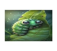 Chenille Verte Puzzle Adulte 1000 Pièces Artisanat Cadeau Famille Puzzles Jouet en Bois Cadeau Unique Décoration Intérieure （75×50cm）
