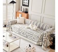 ChenilleHousse de canapé avec pomponsProtection douce et anti-poussière pour canapés 14 places Coupe universelle Gris 180 x 280 cm CozyHomeDécoration et protection des meubles