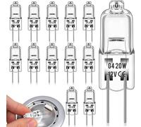 Chenilles Ampoule Halogene G4,12 Pièces Blanc Chaud 12V 20W Ampoules Halogènes, 2800K, 240LM, Intensité Variable, Lampe à Capsule Transparente pour Puck Light, lustre (Ampoule Halogene G4 20W)