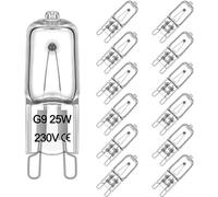 Chenilles Ampoule Halogène G9 25W,230V, Dimmable, Ampoule Halogène Lampe de Base à Broche Halogène, AC DC 2800K pour Hotte de Cuisine, Lustre, lot de 12