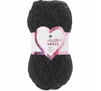 Chenillove Sparkle Pelote de laine velours Noir 100 g