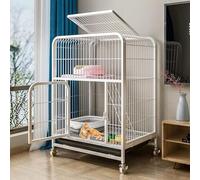 Chenils à Double Couches pour Chats Cage Chat Cage Ferret Chat House, avec Cage de poulie, Cage en Option en Deux Couleurs, adapté aux Chatons, Chiens, Lapins (Taille: Blanc 100x78x55cm) FANDIAO