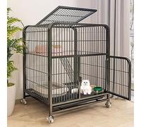 Chenils pour Chats d'intérieur de Petite Taille, Meubles de Maison pour Chaton, Cage en Fil métallique pour Petits Animaux, Roue Universelle, Villa exquise pour Chat (Couleur : Noir, Taille