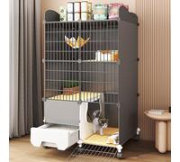 Chenils pour Chats d'intérieur, Parc pour Chat, Cage de Transport avec roulettes pour Un déplacement Facile, Le dernier étage Peut stocker des Objets (Couleur : Colis 3, Taille : 75 x 39 x 89 cm) (pa