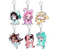 CHENJIRA 6 Alien Stages Chibi Figurine Porte-clés en Acrylique Chaîne AlienStages Figurines Mignonnes