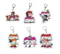 CHENJIRA 6 Pièces Porte-clés FridayFunkin Chibi Figure Pendentif Chaîne en Acrylique Figurine Mignonnes Bijoux