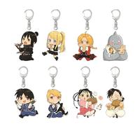 CHENJIRA 8 FullmetalAlchemists Porte-clés Pendentif Chaîne en Acrylique Anime Figurine Mignonnes Bijoux