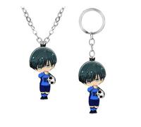 CHENJIRA Bleu Locks Collier Porte-clés 2 Set Bleu Locks Action Figure Cosplay Chaîne Pendentif Anime Figurine Bijoux (B)
