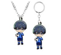 CHENJIRA Bleu Locks Collier Porte-clés 2 Set Bleu Locks Action Figure Cosplay Chaîne Pendentif Anime Figurine Bijoux (C)