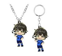 CHENJIRA Bleu Locks Collier Porte-clés 2 Set Bleu Locks Action Figure Cosplay Chaîne Pendentif Anime Figurine Bijoux (A)
