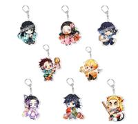 CHENJIRA Ghost Slayers Porte-clés Anime Chibi Figurines Chaîne Mignonnes - Acrylique Multicolor 8 Pièces