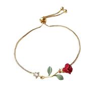 CHENJIRA PetitPrinces Bracelet Avec Rose, Bracelet En Métal Avec Chaîne En or, Bangle Amovible Bijoux