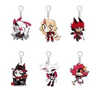 CHENJIRA Porte-clés HazbinsHotel Chibi Figure Pendentif Chaîne en Acrylique Figurine Mignonnes Bijoux - Multicolore, 6 Pièces