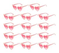 CHENKEE Lot de 14 paires de lunettes de soleil vintage en forme de cœur - Pour fête, anniversaire, mariage - Rose