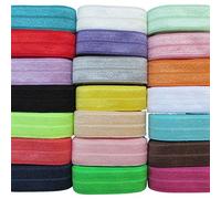 Chenkou Craft 18,3 m élastique Foldover Ennemi élastiques pour cheveux cravates serre-têtes variété Couleur Lot de 20 couleurs