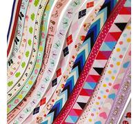 Chenkou Craft 20 Yards Rubans gros-grain de couleurs assorties, motifs cœur, fleur, pois, coccinelle, oiseau, ancre, papillon - 10 mm