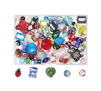 Chenkou Craft 50 pièces mélanger des perles de verre pour la fabrication de bijoux adultes, grand petit en vrac pour l'artisanat artisanat lampe de Murano perle + 1 pc boîte en plastique