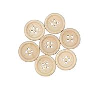 Chenkou Craft Lot de 100 Boutons Ronds en Bois Naturel 4 Trous 20 mm, 20 mm