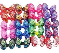 Chenkou Craft Lot de 20 (10pairs) Couleurs Assorties Beaucoup pour Animal Domestique Chien Cheveux nœuds Papillon W/Clip Party Toilettage