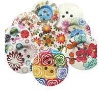 Chenkou Craft Lot de 20 boutons ronds en bois à 4 trous en forme de fleur 50 mm