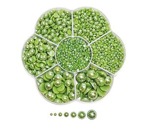 Chenkou Craft Lot de 3 000 perles rondes dorées Demi-boule verte