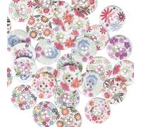 Chenkou Craft Lot de 40 boutons ronds en bois de 25 mm avec 4 trous pour travaux manuels et couture (25 mm)