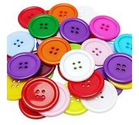 Chenkou Craft Lot de 40 grands boutons ronds en résine 4 trous pour loisirs créatifs et couture (mélange, 30 mm)