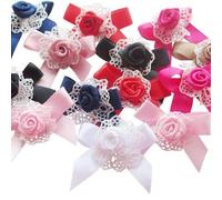 Chenkou Craft - Lot de 40 patchs à nœuds en ruban avec rose Décoration de mariage