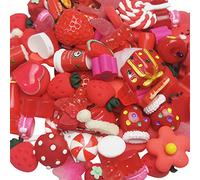 Chenkou Craft Lot de 50 boutons à dos plat en résine pour scrapbooking Rouge
