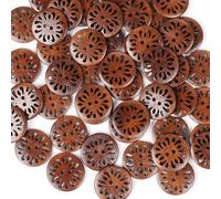 Chenkou Craft Lot de 50 boutons en bois avec fleur percée 30 mm