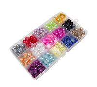 Chenkou Craft Lot de 600 demi-perles à dos plat de 10 mm - 15 couleurs assorties - Pour scrapbooking, loisirs créatifs - Boîte en plastique (10 mm)