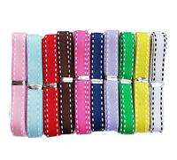 Chenkou Craft Ruban gros grain avec double lignes pointillées blanches 18 m x 10 mm 10 couleurs assorties Travaux manuels Nœuds pour les cheveux Emballage cadeau