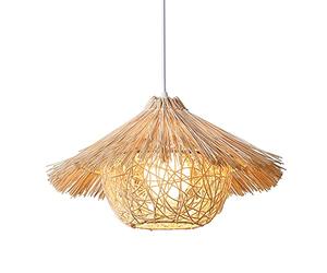 CHENKUI Lustre Tressé en Rotin avec Abat-Jour en Bambou Et Osier Lampe À Suspension Art en Rotin De Style Chambre À Coucher Vintage Éclairage De Plafonnier Creux De Salle À Manger Base E26/E27