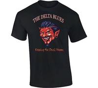 CHENLIAA The Delta Blues Men's T-Shirt Robert Johnson The Devil's Music Design Black T-Shirts à Manches Courtes(Medium)