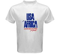 CHENLIAA We are The World Anniversary USA for Africa United Artists White T-Shirt White T-Shirts à Manches Courtes(Large)
