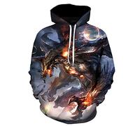 CHENMA Hommes Dragon 3D Imprimer Sweat à Capuche d'hiver doublé en Polaire Poche Kangourou