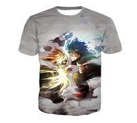 CHENMA Hommes Mon académie de héros Imprimé à Manches Courtes et à Manches Courtes T-Shirt Regular Fit