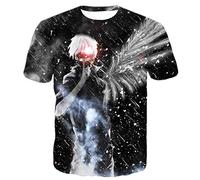 CHENMA Hommes Tokyo Ghoul 3D Imprimer Pull à Manches Courtes T-Shirt Regular Fit