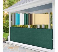 CHENMIAO Brise Vue Balcon 190 x 400 cm avec Attaches, Protection UV Couverture de Confidentialité Résistant Aux Contre Vent, Protection Contre Soleil pour Balcon Jardin Terrain, Vert Foncé