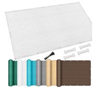 CHENMIAO Brise Vue Balcon 375 x 550 cm avec Attaches, Protection UV Écran de Protection avec Trous et Serre Câbles, Résistant Au Vent pour Terrasse Jardin Patio, Blanc