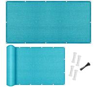 CHENMIAO Brise Vue Balcon 95 x 325 cm avec Attaches, Protection UV Cache Vue Résistant Aux Contre Vent, Protection Contre Soleil pour Balcon Jardin Terrain, Bleu Ciel