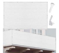CHENMIAO Brise Vue Balcon Respirant 160 x 400 cm Vent, Protection UV, Opaque Cache Balcon avec Trous et Serre Câbles, Résistant Au Vent pour Jardin Terrain, Blanc
