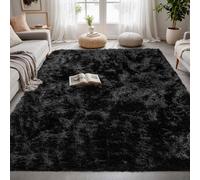 CHENMIAO Tapis de Salon 170 x 200 cm Super Doux, Shaggy, Moelleux, Antidérapant Tapis à Poils Longs Dessous Antidérapant, Décoration Intérieure pour Salon Chambre Filles Enfants, Noir