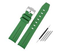chenming Bracelet de montre for extrémité incurvée for Rolex Black Green Water Fit for Ghost GMT en silicone for hommes 20mm 21mm for boucle ardillon(Green steel buckle,20mm)