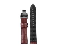 chenming Convient for Toutes Les Marques De Bracelet For Rolex Fit For IWC For Omega Montre En Cuir 22 Hommes Fluororubber Résistant for La Transpiration Noir Marron Boucle Pliante(Brown black B,19mm)