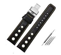chenming Cuir 1853 adapté for la série de courses sportives PRS516 T91 bracelet de montre couche supérieure 20mm adapté au bracelet de montre chopin(Black yellow silver)